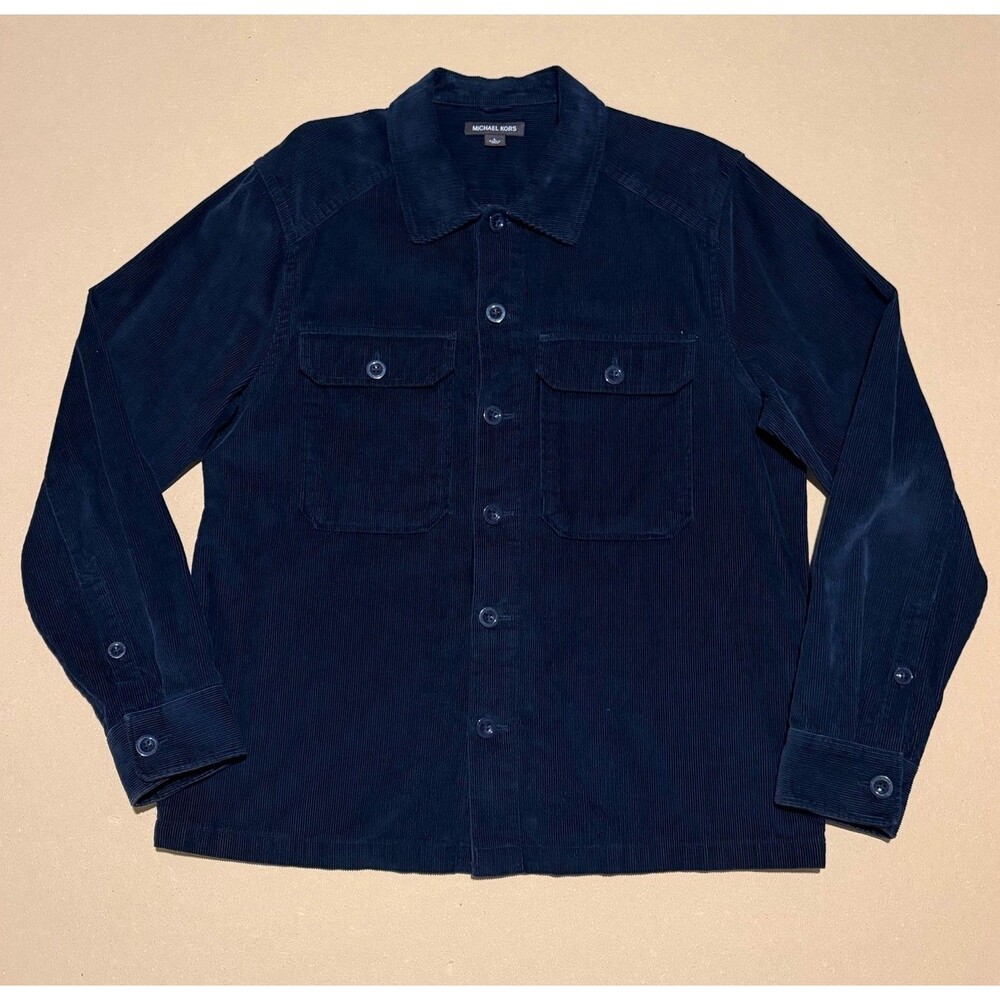 Corduroy Shirt Mens Large Blue Wide Wale 90s Ivy Prep Trad Button Down Kors
